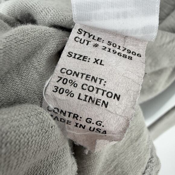 Cut Loose Tunic Top XL Light Gray Linen Cotton Blend Long Sleeve A-Line - Picture 5 of 10